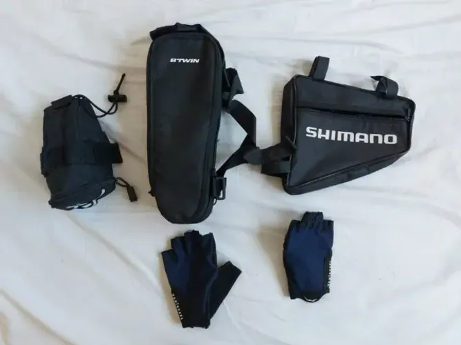 kit/acessórios para bike-ciclismo, bolsas de selim, quadro e luvas