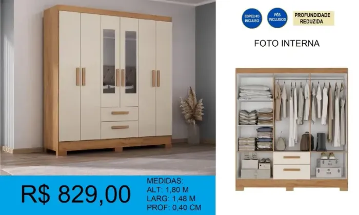 Guarda roupa compacto - entrega gratis 