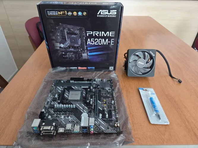 Kit Placa mãe Asus A520M-E + Ryzen 3700X + Pasta térmica