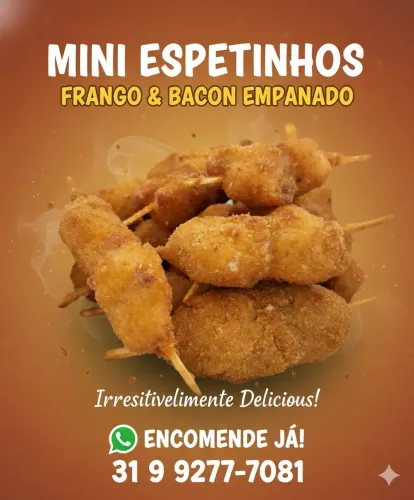 Mini Espetinhos de Frango e Bacon Empanados 
