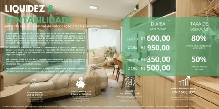 Studio à venda na Praia de Tamandaré | Condições Facilitadas para Investidor