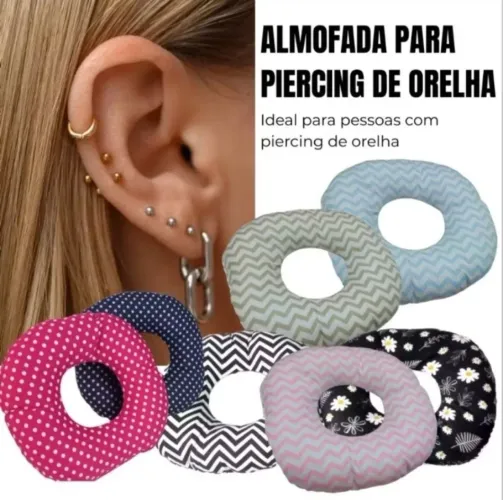 Almofada para orelha com piercing para dormir de lado