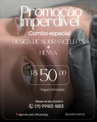 Design de Sobrancelhas com Henna Promoção