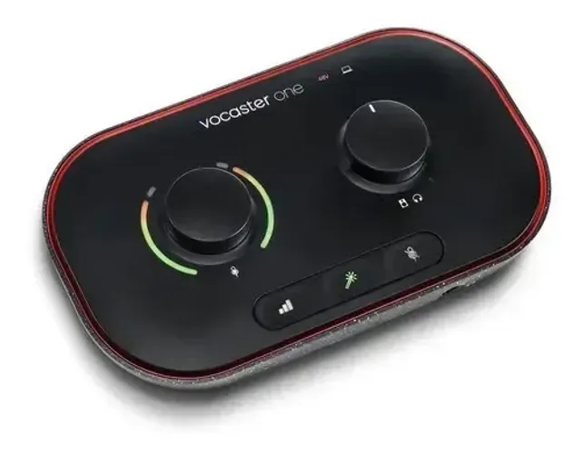 Interface De Audio Focusrite Vocaster One Preto para Podcasts e Streaming