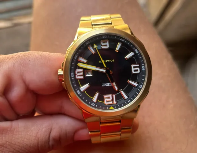 Relógio masculino orient banhado a ouro