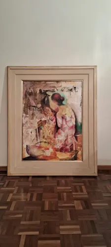 Quadro grande, pintura original com moldura - Arte Moderna, óleo sobre tela (OST)