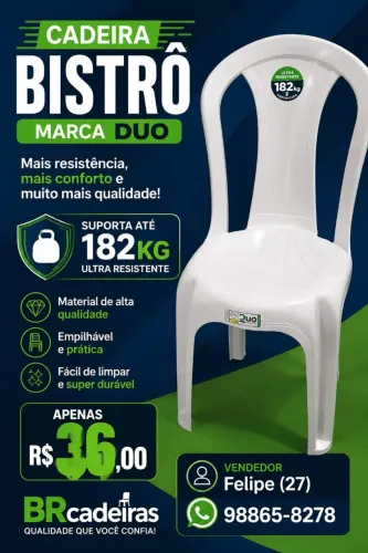 SUPER PROMOÇÃO CADEIRA DUO BISTRO SUPORTA ATE 182 KG