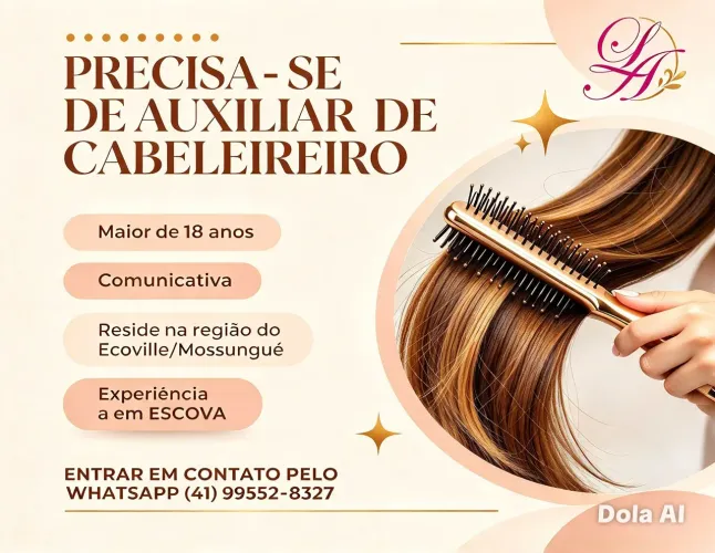 Precisa-se se auxiliar de cabeleireiro