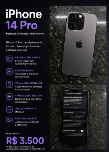iPhone 14 Pro 256GB 100% original impecável