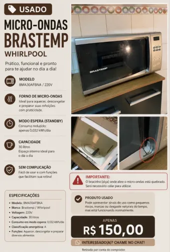 MICRO-ONDAS BRASTEMP 30L