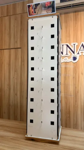 expositor de balcão giratório para 40 óculos em MDF branco