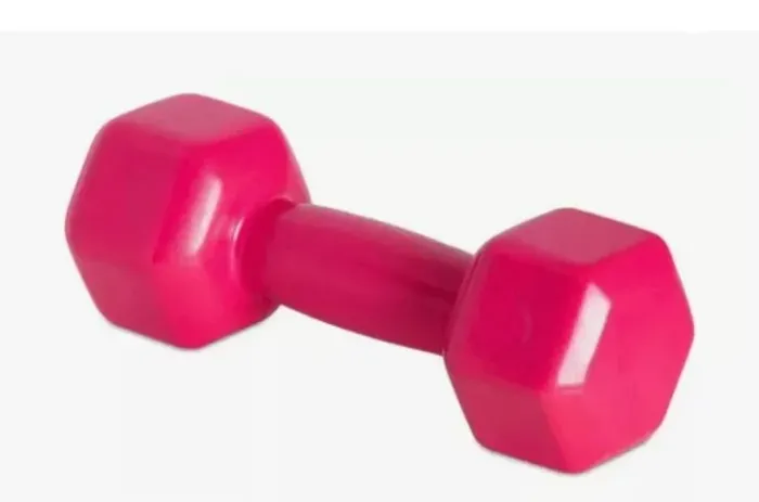 Haltere Sextavado Emborrachado 5kg Acte Sports S60-R Rosa (1 Unidade)