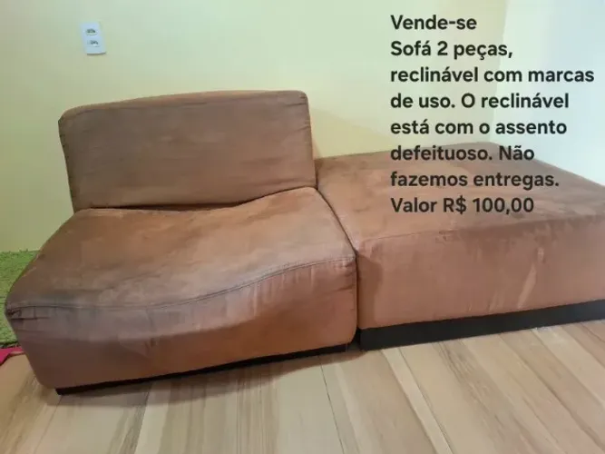 Vende-se sofá marrom duas peças (1 reclinável) usado