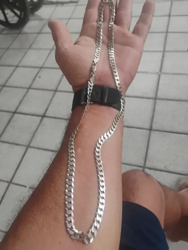 Cordão prata pura italiana 925 novíssima 5mm 70cm