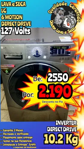 LAVA e SECA LG INOX LOOK 10.2 kg ENTREGA GRÁTIS*!, GARANTIA!