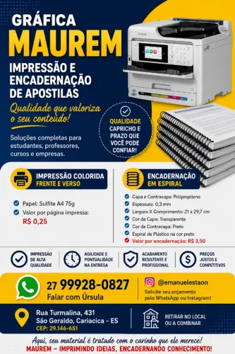 Impressão e Encadernação de Apostilas
