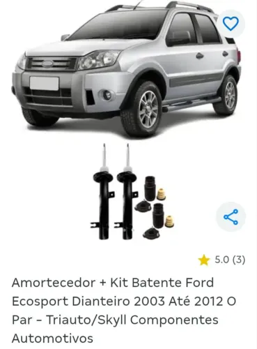 Amortecedor mais kit batente dianteiro da Ford Ecosport 2003 até 2012 na caixa