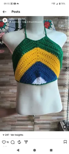 Cropped de crochê do Brasil tamanho M 