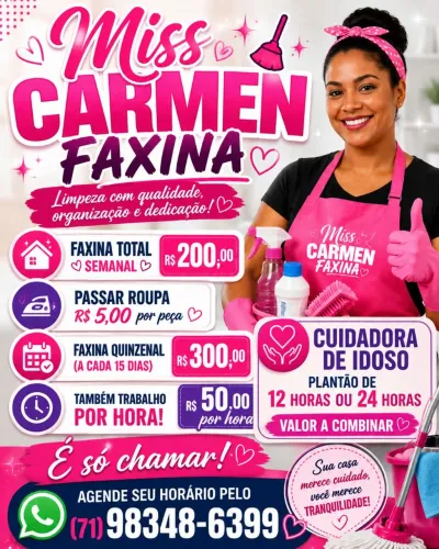 Serviço gerais, faxina, pinturas, cuidadora, passadeira,