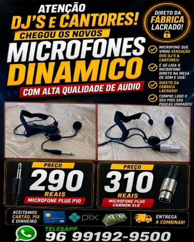 Microfone Plug P10 & Cannon