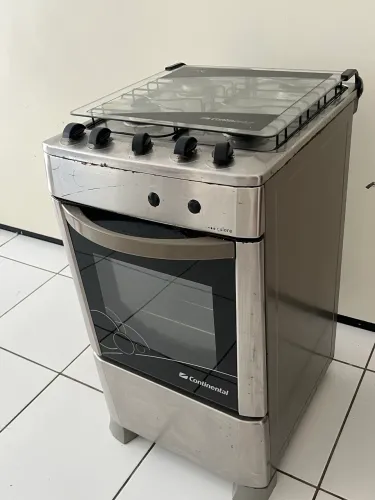 Fogão Continental 4 Bocas Inox com Tampa de Vidro - Funcionando Perfeitamente