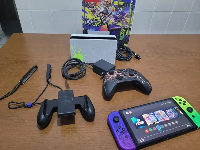 Nintendo Switch Oled edição especial Splatoon 3 Completo com controle paralelo