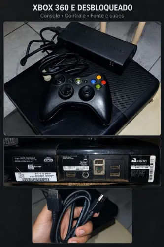 Xbox 360 super slim de 12 gb desbloqueado RGH com jogos em mídia física.