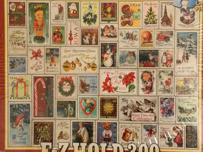 Quebra cabeça State Holiday Stamps WHITE MOUNTAIN LACRADO no plástico 300 peças grandes