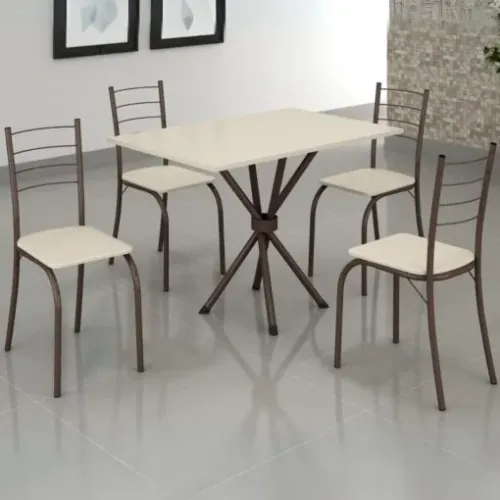 Mesa Rio 100x60 com 4 Cadeiras - Entrega Rápida 