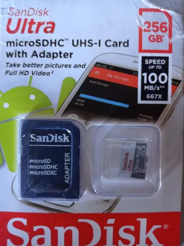 Cartão De Memória SanDisk 256GB Ultra Original Com Adaptador (Novo)