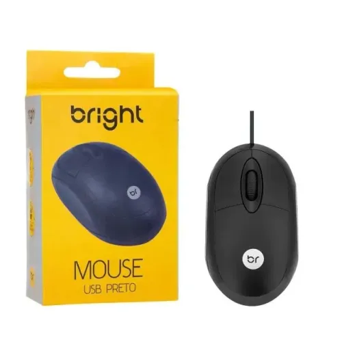 Mouse Usb com fio Standard Preto Bright