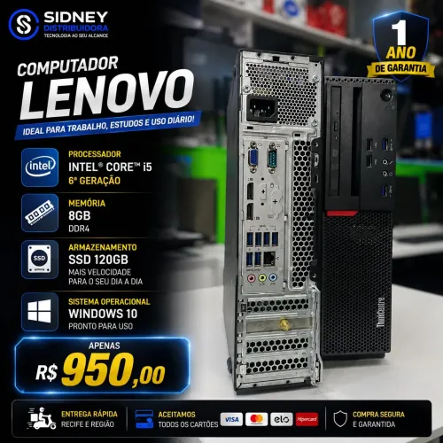 Pc Lenovo i5 de 6° geração 8GB ddr4 - 1ano de garantia
