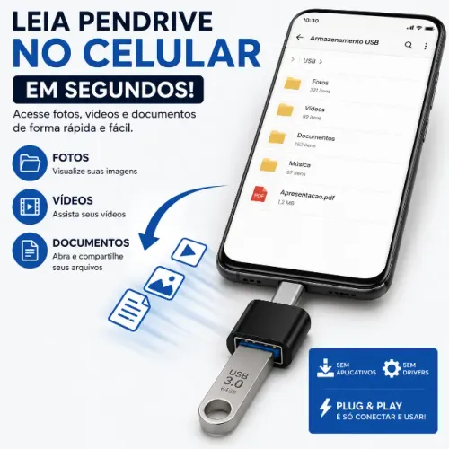 Adaptador Tipo c macho para Usb Femea 