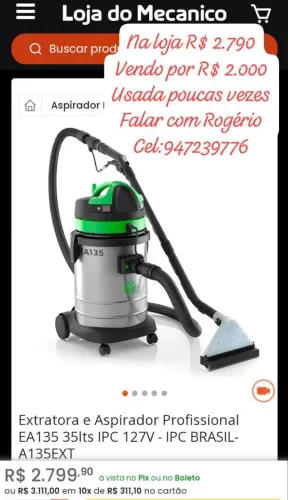 Extratora e aspirador profissional EA 135 35 LT 127 volts
