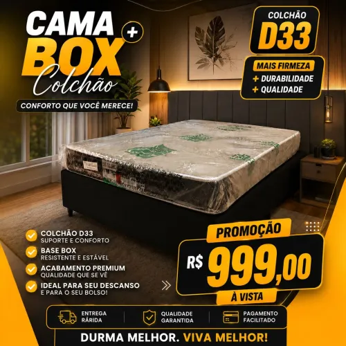 Promoção do mês - Cama Box casal + Colchão D33 casal direto da fábrica