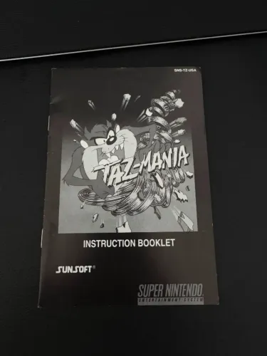 Manual do Game Taz-Mania Super Nintendo Original Preto Branco