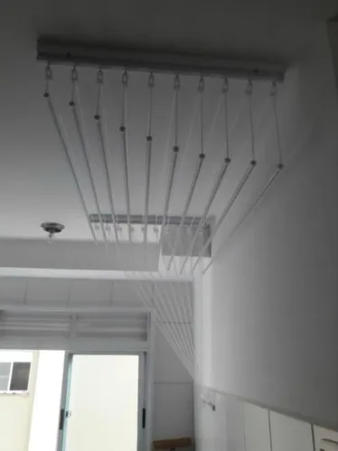 Varal de Teto Individual NOVO 10 Varetas Branco 80cm