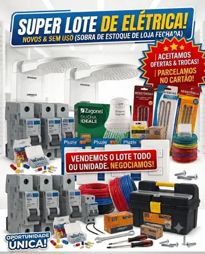 OPORTUNIDADE: LOTE DE MATERIAIS ELÉTRICOS NOVOS (SOBRA DE ESTOQUE)