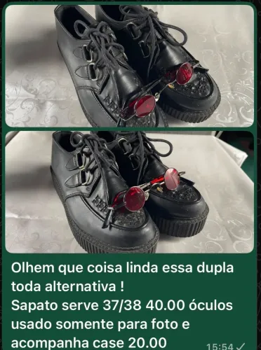 Sapato Vegan Shoes 38 + óculos vintage gótico