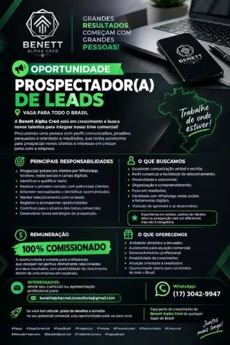OPORTUNIDADE| PROSPECTADOR DE LEADS