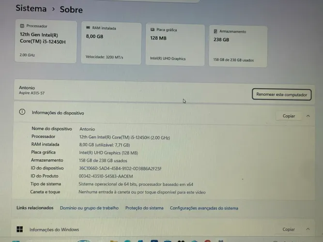 NOTEBOOK ACER ASPIRE 5 ? i5 12ª GERAÇÃO
