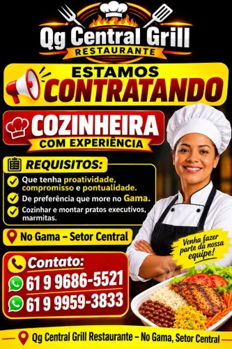 ESTAMOS CONTRATANDO COZINHEIRA COM EXPERIÊNCIA EM RESTAURANTE