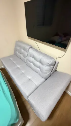 Vendo sofá de linho cinza