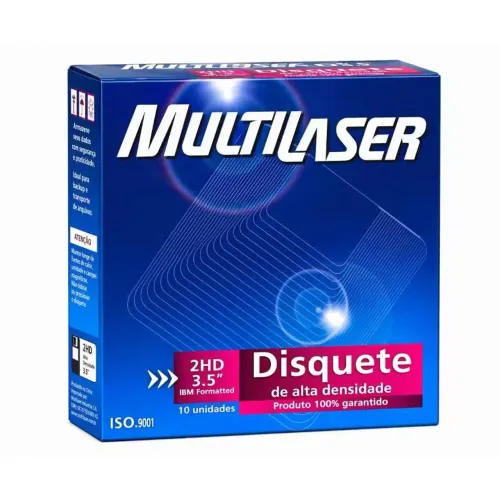Kit 10 Disquetes 3.5" 2HD 1.44MB - Multilaser -Novo