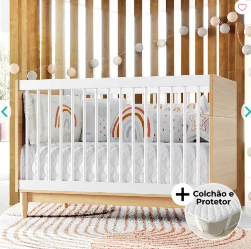 berço evolutivo de bebê + colchão + protetor ( em madeira )