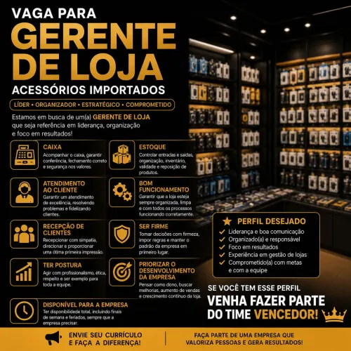 Vaga gerente loja Itapuã