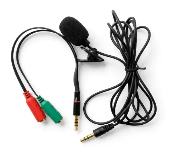 Kit Microfone de Lapela P2 + cabo conector macho P3 Profissional