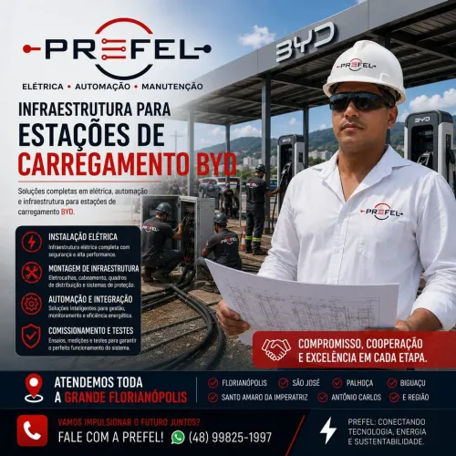Instalação de Estações de Carregamento BYD na Grande Florianópolis - PREFEL