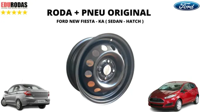 Roda + Pneu S/Novo Ford New Fiesta ( Hatch e Sedan ) R:15