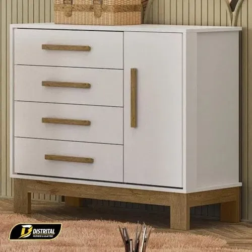 Cômoda Infantil Encanto Slim 1 Porta e 4 Gavetas Novo